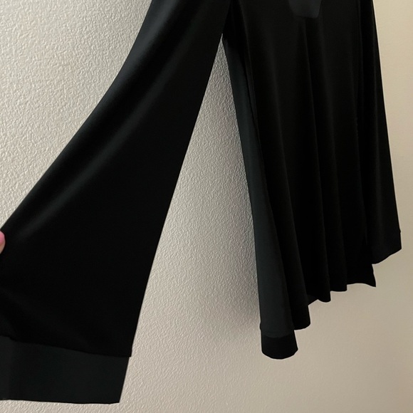 White House|Black Market Black Long Sleeve Blouse Tunic With Silk Trim Small - Picture 2 of 5